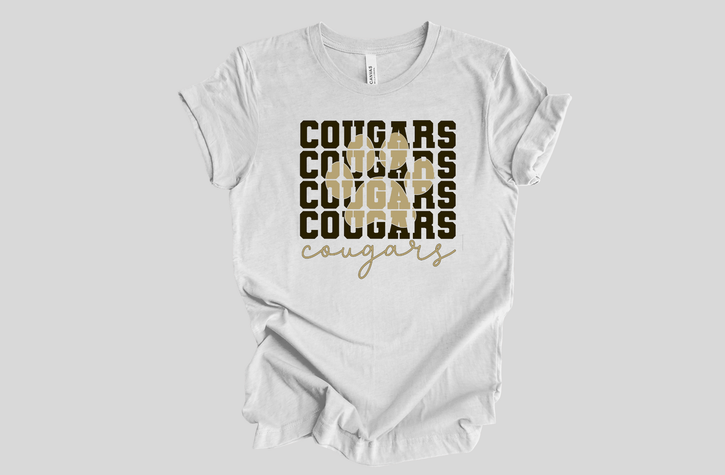 Cougars Script Design with Paw Print