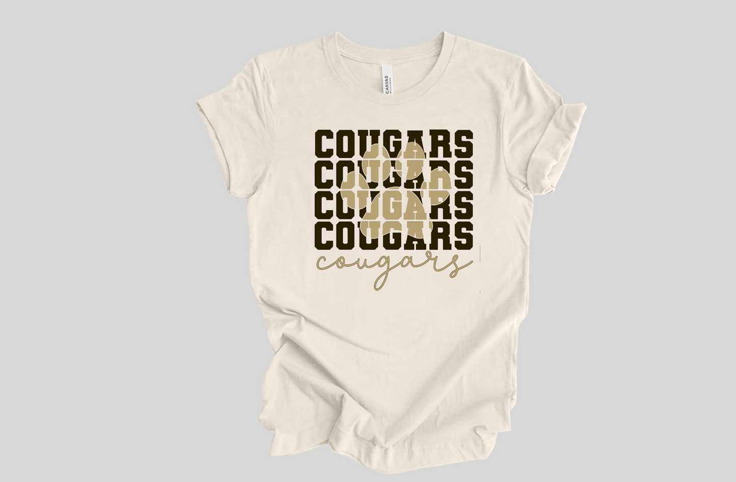 Cougars Script Design with Paw Print